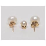 Genuine 14K Gold & Freshwater Pearl Earring & Pendant Set