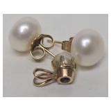Genuine 14K Gold & Freshwater Pearl Earring & Pendant Set