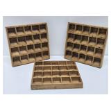 3 Vintage Wood Numbered Postage Stamp Holders