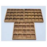 3 Vintage Wood Numbered Postage Stamp Holders