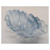 New with Tags MURRANO Blue Glass Shell Centerpiece Bowl