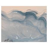 New with Tags MURRANO Blue Glass Shell Centerpiece Bowl