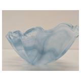 New with Tags MURRANO Blue Glass Shell Centerpiece Bowl