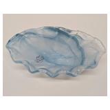 New with Tags MURRANO Blue Glass Shell Centerpiece Bowl