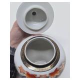 Vintage Handpainted Oriental Ginger Jar w/Lid