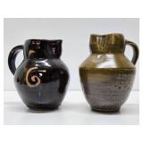 2 Very Nice Signed Studio Art Pottery Pitchers