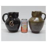 2 Very Nice Signed Studio Art Pottery Pitchers