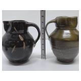2 Very Nice Signed Studio Art Pottery Pitchers