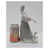 Larger Size Vintage Signed Lladro/NAO Porcelain Figurine- Woman w/Geese - 10.5"