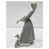 Larger Size Vintage Signed Lladro/NAO Porcelain Figurine- Woman w/Geese - 10.5"