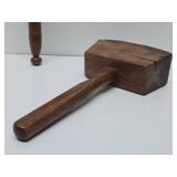 2 Primitive Antique Wooden Tools including Mallet