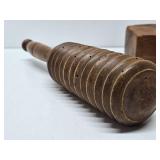 2 Primitive Antique Wooden Tools including Mallet