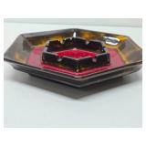 Great Looking Group of 3 Larger Size Art Pottery & Glass Mid Century Ashtrays