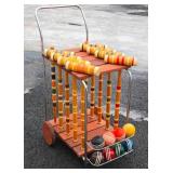 Very Nice 8-Player CROQUET Set w/Rolling Storage Cart