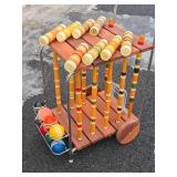 Very Nice 8-Player CROQUET Set w/Rolling Storage Cart