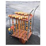 Very Nice 8-Player CROQUET Set w/Rolling Storage Cart