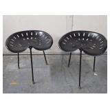 Matching Pair of Excellent Condition Iron Tractor Seat Stools