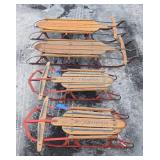 Group of 4 Vintage Wooden Snow Sleds