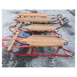 Group of 4 Vintage Wooden Snow Sleds