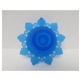 Pair of Westmoreland Blue Mist Glass Candle Stands & Viking Glass Blue Diamond Point Fairy Lamp etc