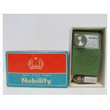 Vintage Nobility solid State Portable Green Radio w/Box