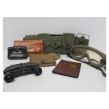 Estate Lot of Old Vintage US Military Items - Goggles, Binoculars, Kits Bags etc