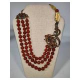Heidi Daus "The Rare Beauty" Carnelian Three-Strand Necklace w/Swarovsky Crystals