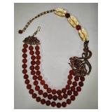 Heidi Daus "The Rare Beauty" Carnelian Three-Strand Necklace w/Swarovsky Crystals