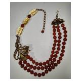 Heidi Daus "The Rare Beauty" Carnelian Three-Strand Necklace w/Swarovsky Crystals