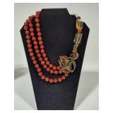 Heidi Daus "The Rare Beauty" Carnelian Three-Strand Necklace w/Swarovsky Crystals