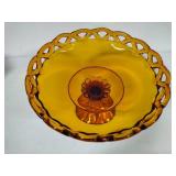 Imperial Amber Lace Rimmed Pedestal Bowl