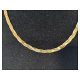 Sterling/925 Tri-Colored Braided Herringbone Necklace