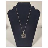 925 Sterling & Citrine Pendant w/925 Stamped Necklace