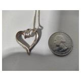Two 925/Sterling Heart Pendant Necklaces