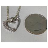 Two 925/Sterling Heart Pendant Necklaces