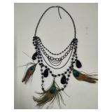 Peacock Feather Statement Necklace