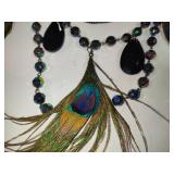 Peacock Feather Statement Necklace