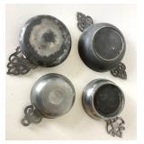 Group of Antique and Vintage Pewter Porringers