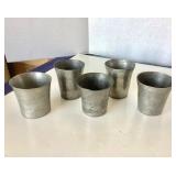 Pair of Antique and Vintage Pewter Pitchers + Set of 5 Cups