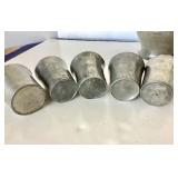 Pair of Antique and Vintage Pewter Pitchers + Set of 5 Cups