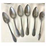Group of Antique Pewter Spoons + Vintage Ladle