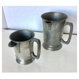 Pair of Antique English Pewter Measures / Pitchers