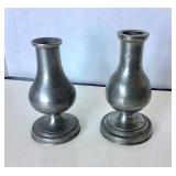 Pair of Antique French Pewter Oil Lamp Bases
