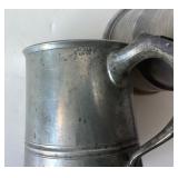 Pair of Antique Pewter Steins / Tankards