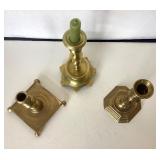 Trio of Antique & Vintage Brass Candlesticks #1