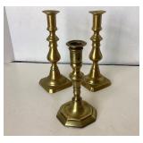 Trio of Antique and Vintage Brass Candlesticks #3