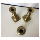 Trio of Antique and Vintage Brass Candlesticks #3