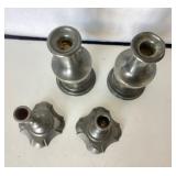 Two Pairs of Vintage Pewter Candlesticks