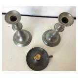 Trio of Vintage Pewter Candlesticks