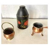 Group of Antique and Vintage Copper and Tole Vessels